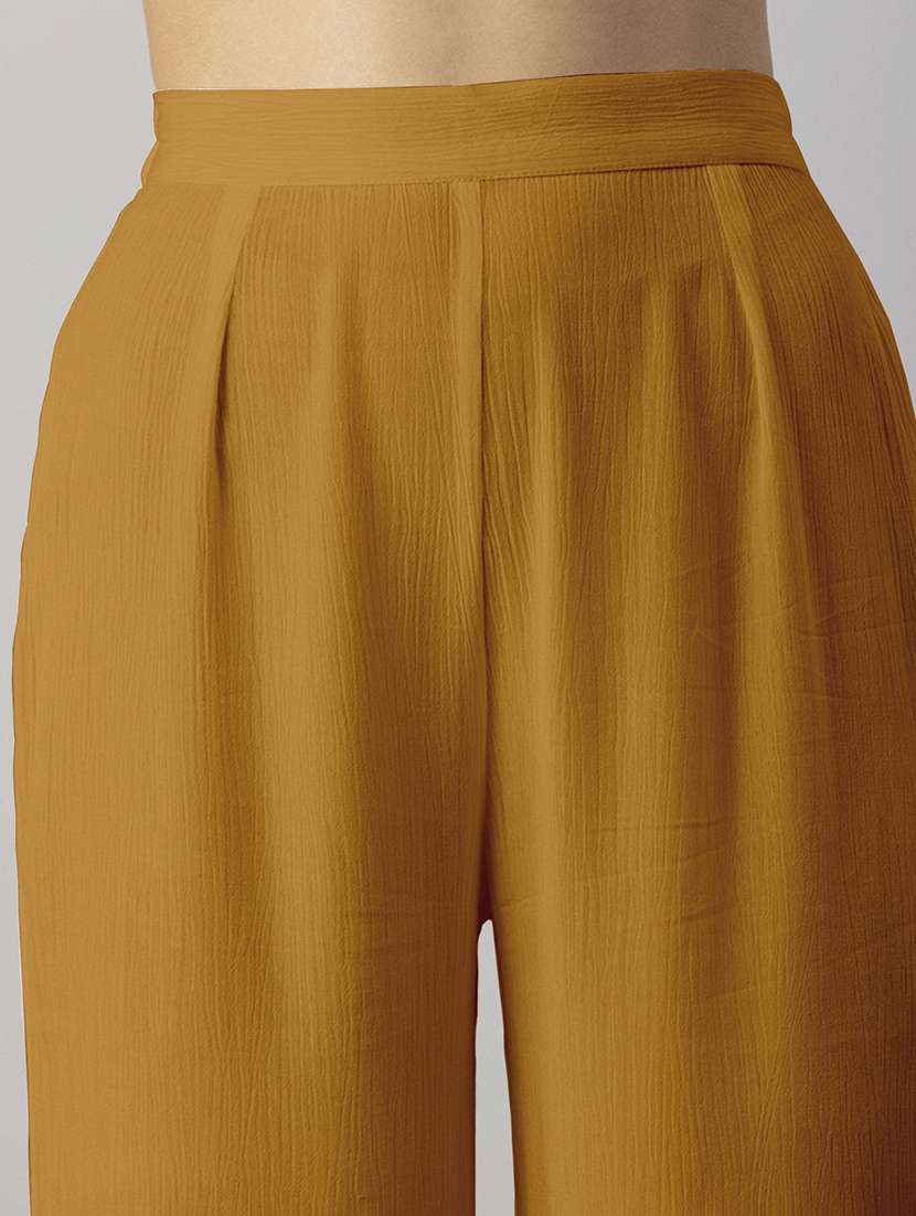 women solid high rise wide leg trouser - 20245414 -  Standard Image - 6