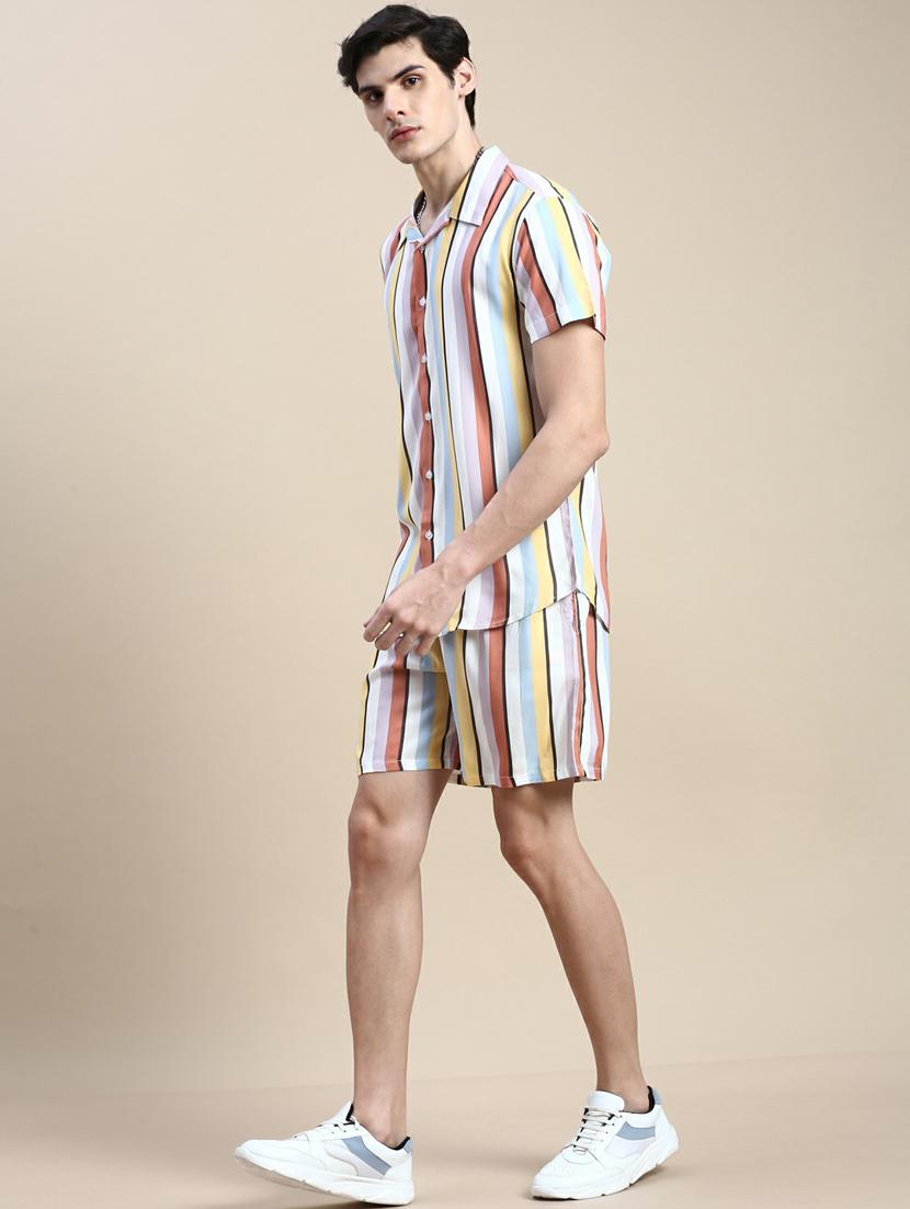 men printed shirt & shorts co-ord set - 20245465 - Standard Image - 1