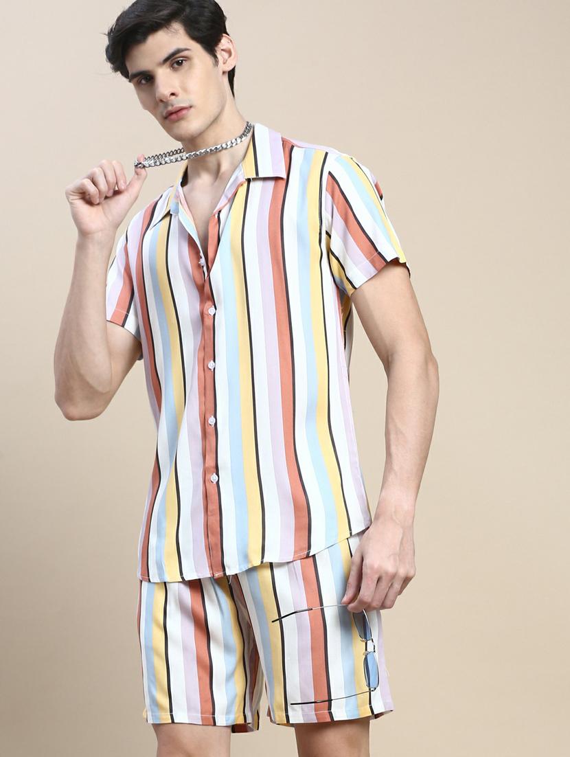 men printed shirt & shorts co-ord set - 20245465 - Standard Image - 4