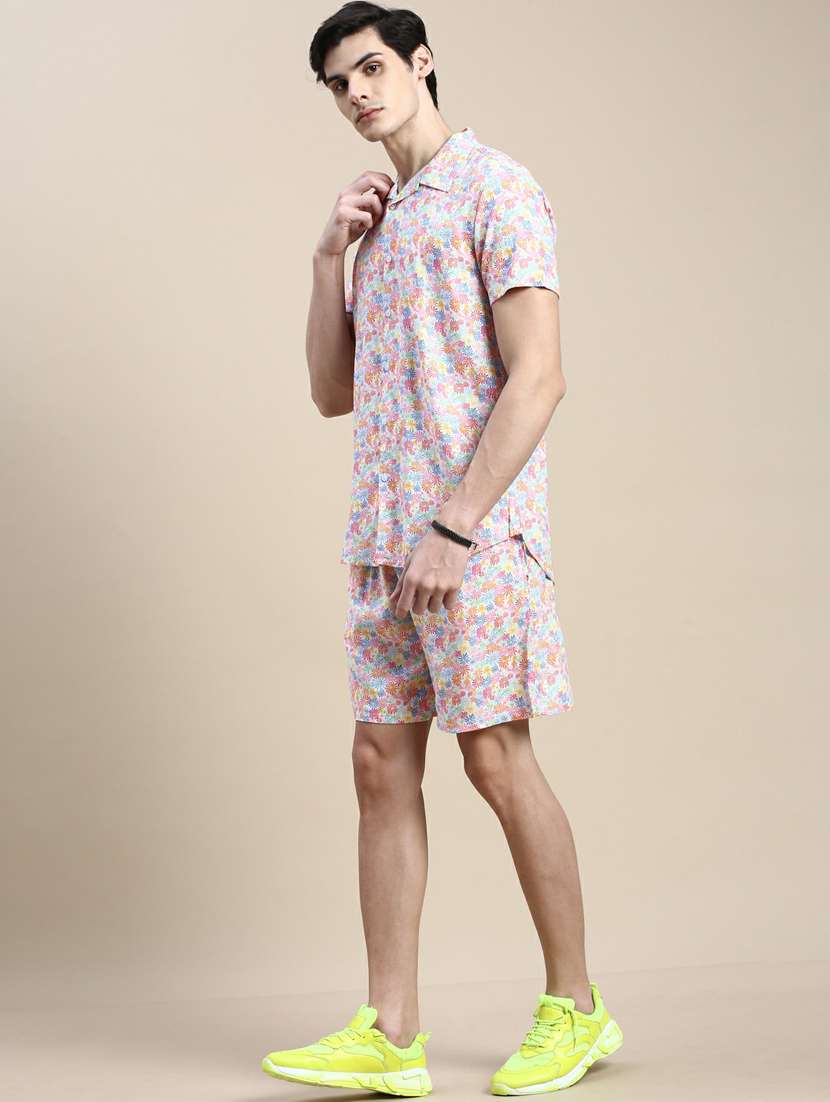 men printed shirt & shorts co-ord set - 20245472 -  Standard Image - 1