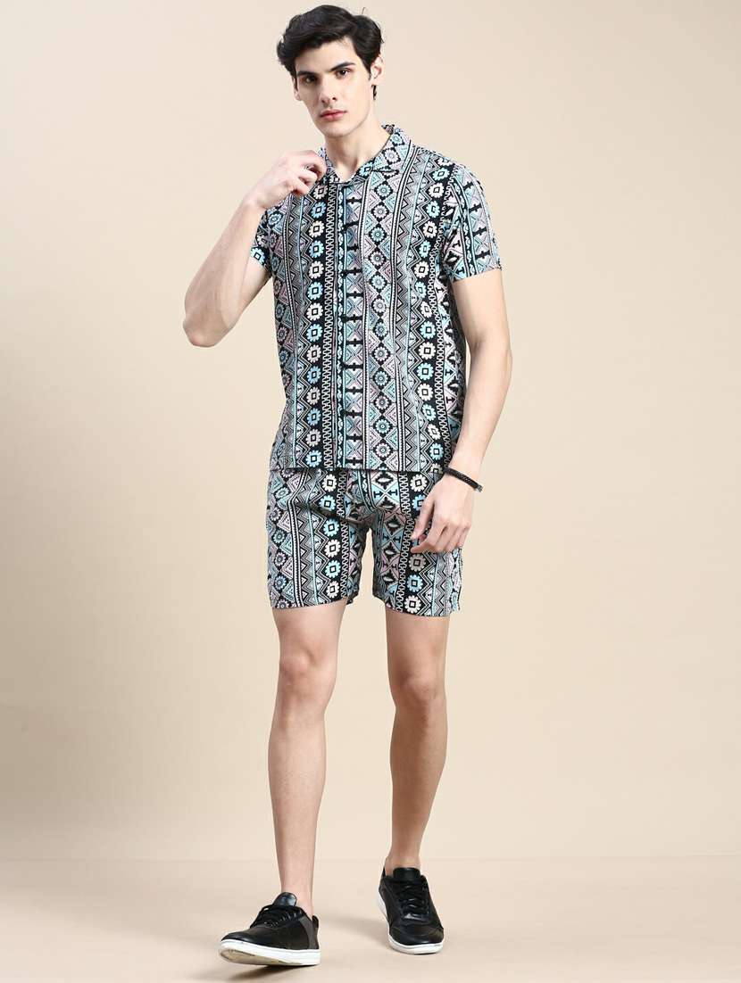 men printed shirt & shorts co-ord set