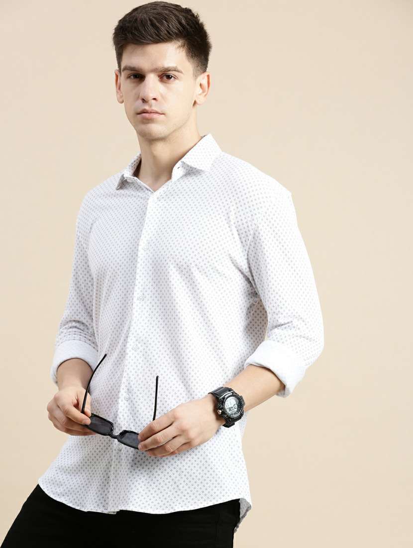 mens micro print casual shirt - 20245680 - Standard Image - 4