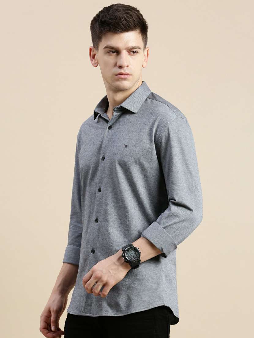 grey long sleeve casual shirt - 20245685 -  Standard Image - 1