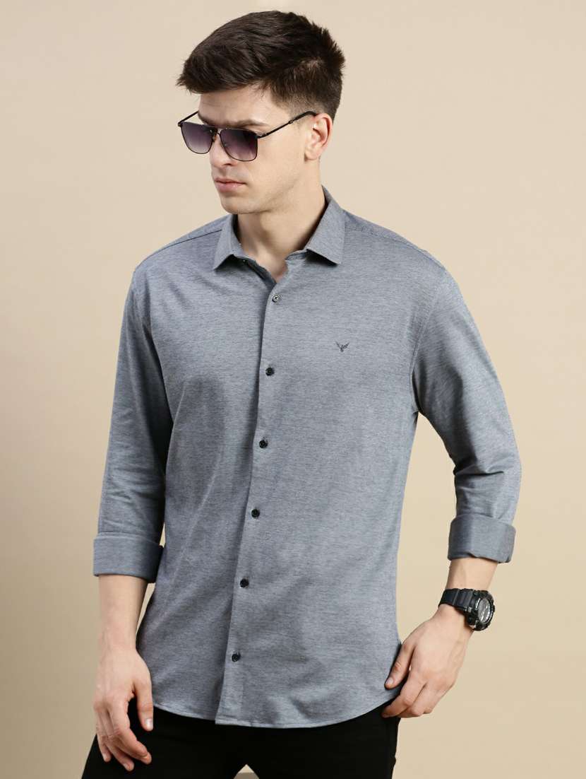grey long sleeve casual shirt - 20245685 -  Standard Image - 4