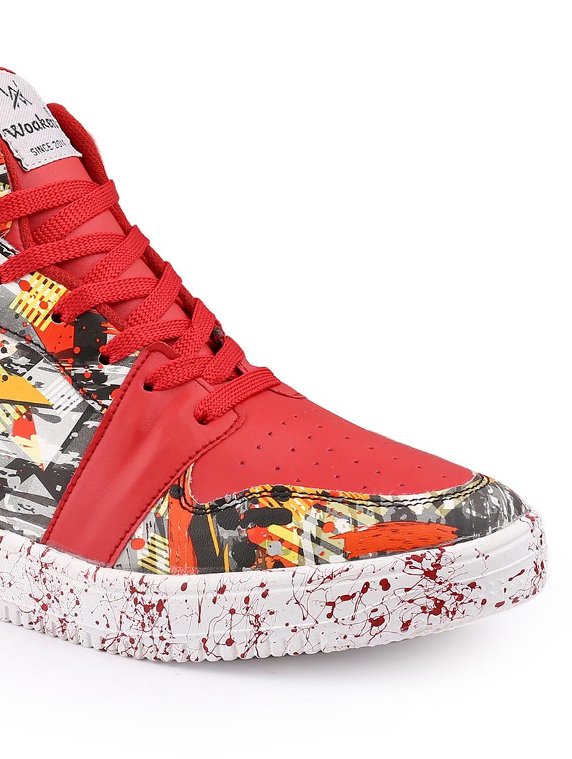 men graphic printed red lace up sneaker - 20245825 - Standard Image - 4