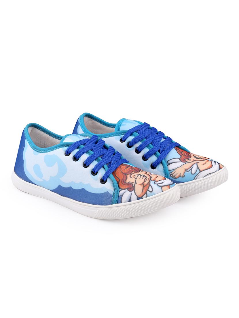men graphic printed blue lace up sneaker - 20245826 - Standard Image - 1