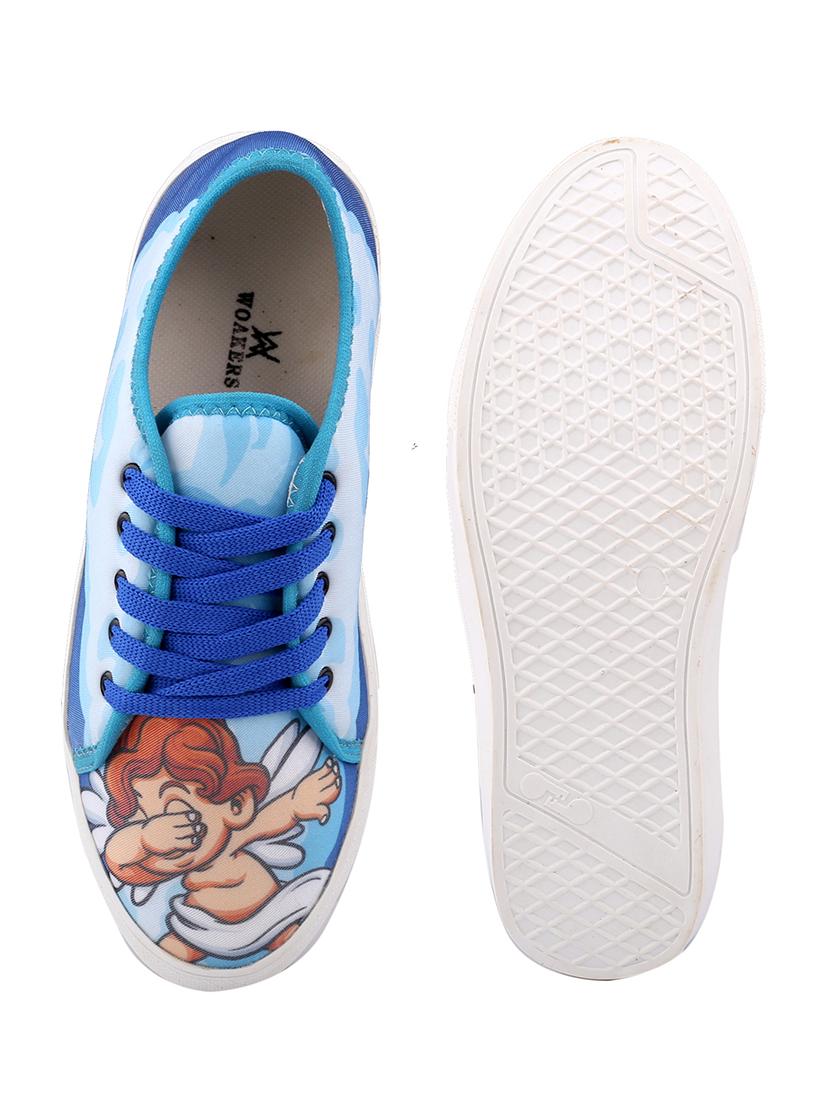 men graphic printed blue lace up sneaker - 20245826 - Standard Image - 6