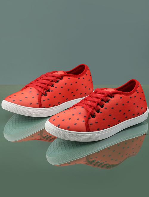 men printed red lace up sneaker - 20245827 -  Standard Image - 0