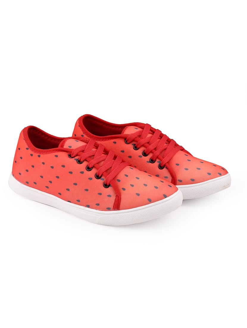 men printed red lace up sneaker - 20245827 -  Standard Image - 1