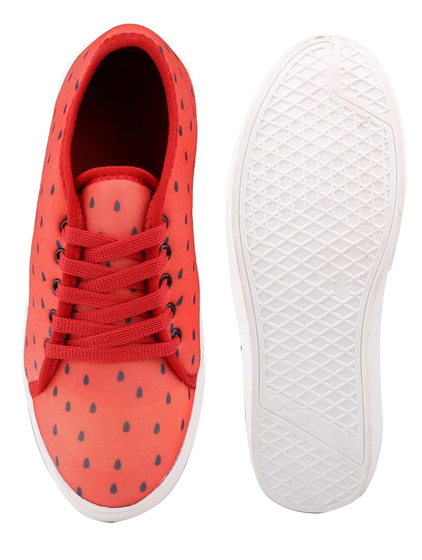 men printed red lace up sneaker - 20245827 - Standard Image - 6