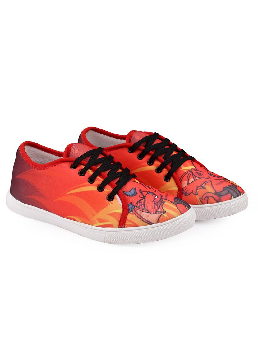 men graphic printed red lace up sneaker - 20245828 -  Standard Image - 1