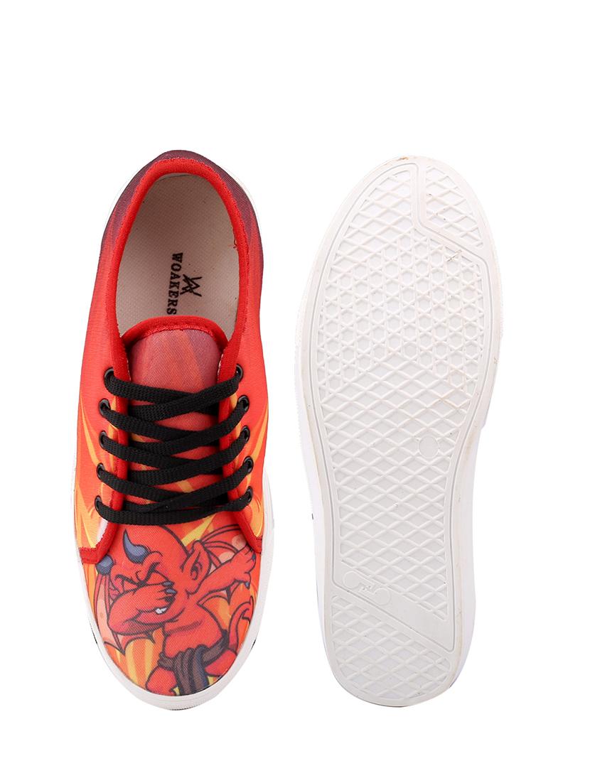 men graphic printed red lace up sneaker - 20245828 - Standard Image - 6