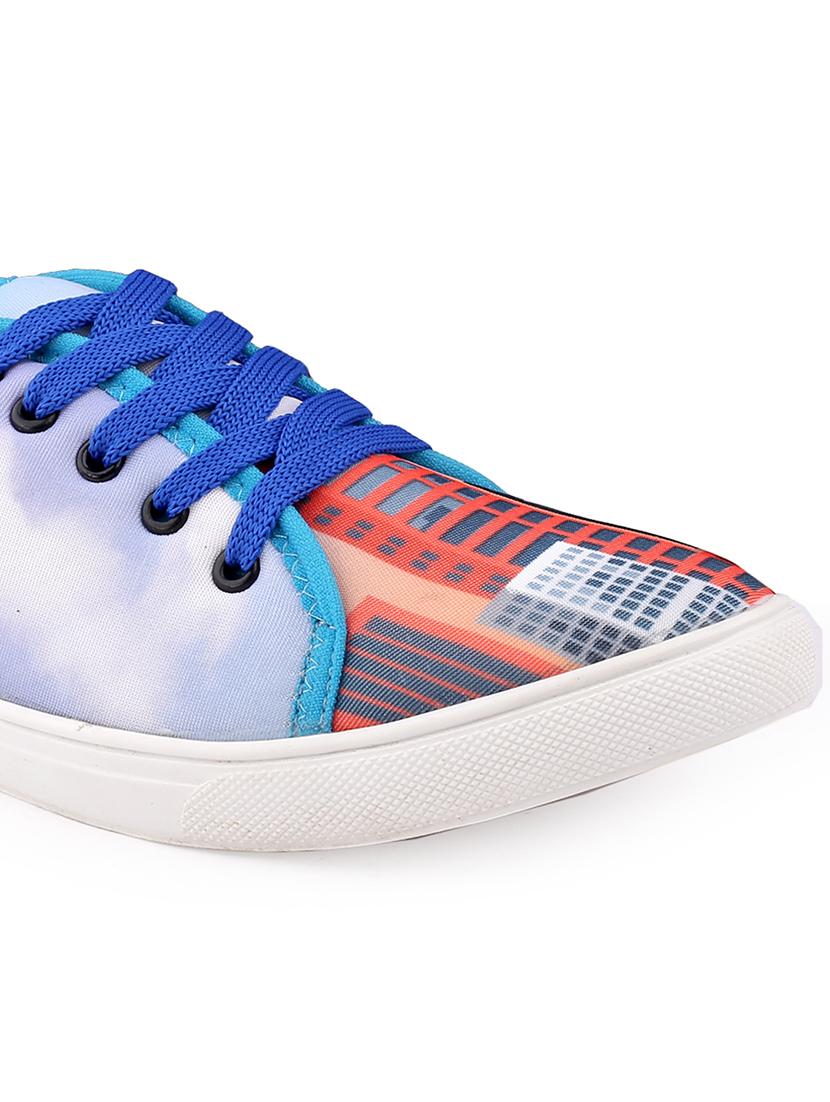 men graphic printed blue lace up sneaker - 20245830 - Standard Image - 4