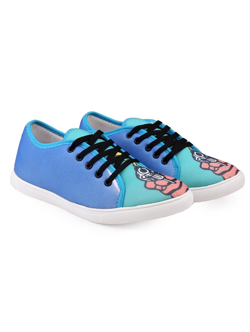 men graphic printed blue lace up sneaker - 20245831 -  Standard Image - 1
