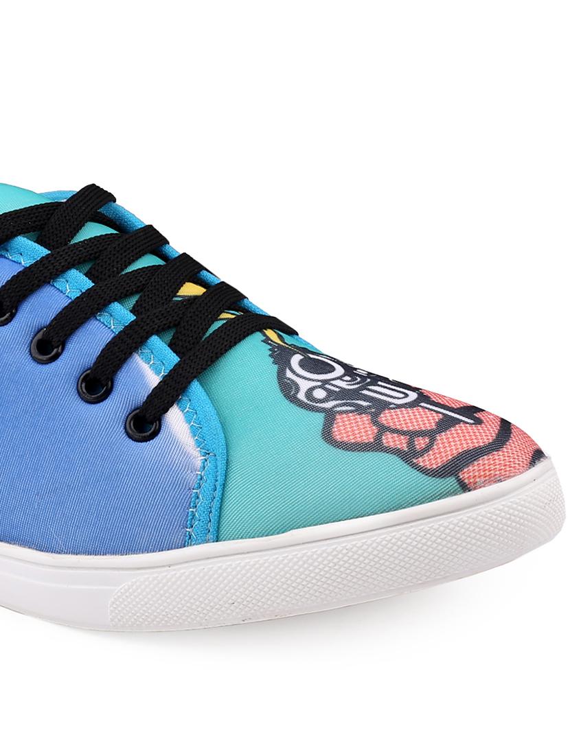 men graphic printed blue lace up sneaker - 20245831 - Standard Image - 4