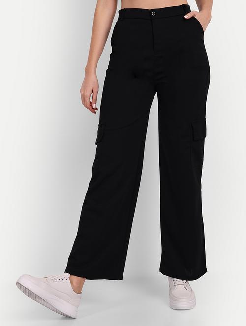 black solids high rise cargos trousers - 20245941 - Standard Image - 0