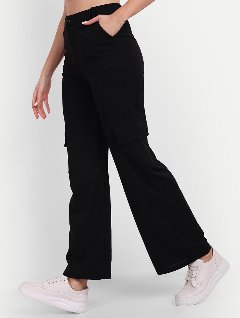 black solids high rise cargos trousers - 20245941 - Standard Image - 1