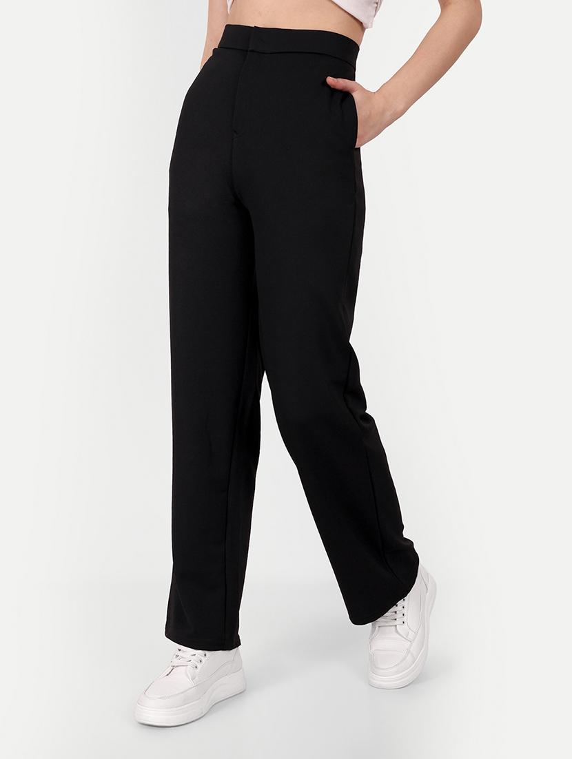 black solids high rise flat front trousers - 20246155 - Standard Image - 1
