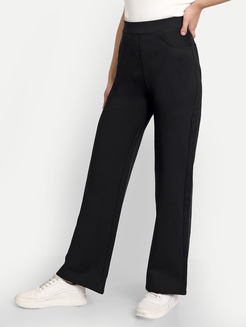 black solids flat front trousers  - 20246425 -  Standard Image - 1