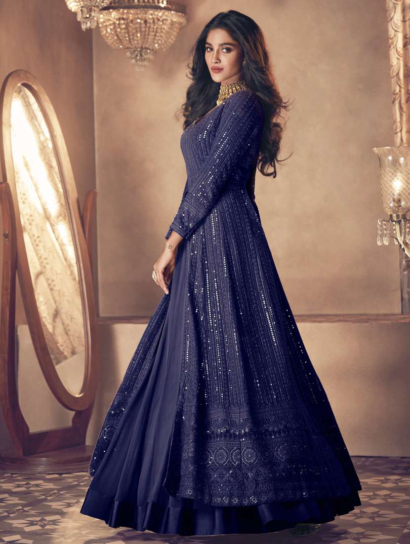 embroidered semi-stitched suit set