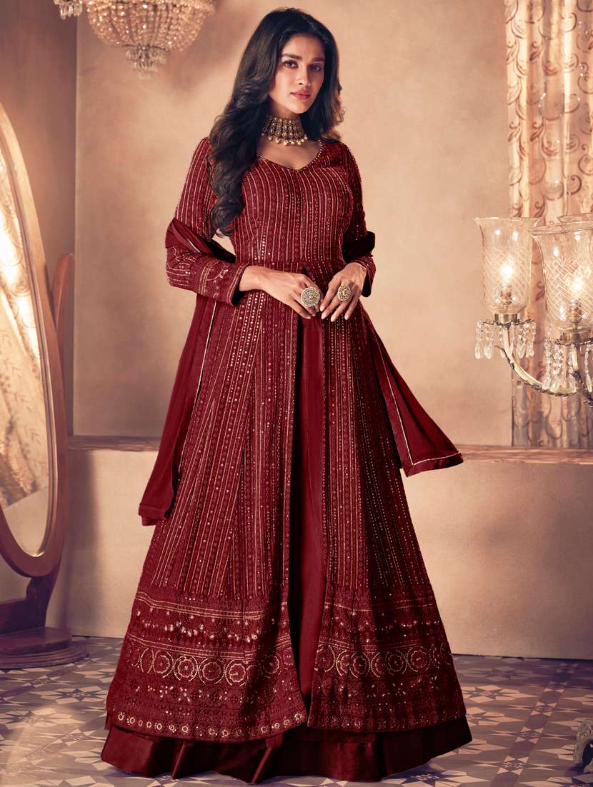 embroidered semi-stitched suit set