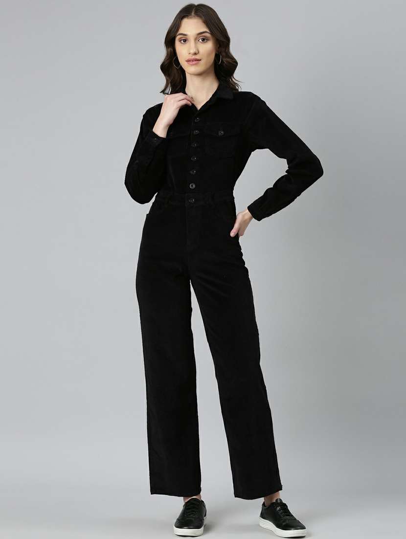 black solid full length jumpsuit