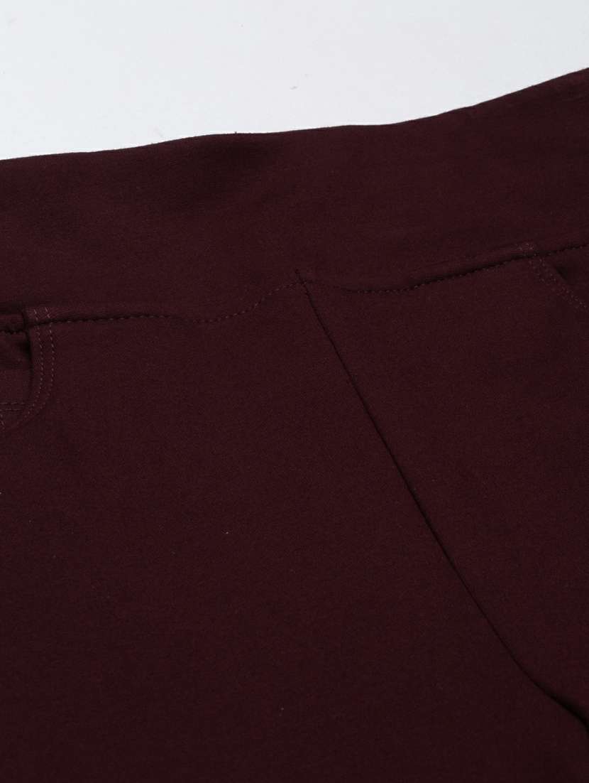 brown solid ankle length jegging - 20249126 -  Standard Image - 4