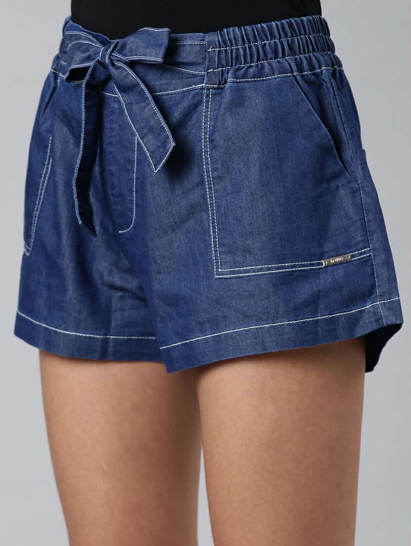 navy blue solid regular fit shorts - 20249277 - Standard Image - 4