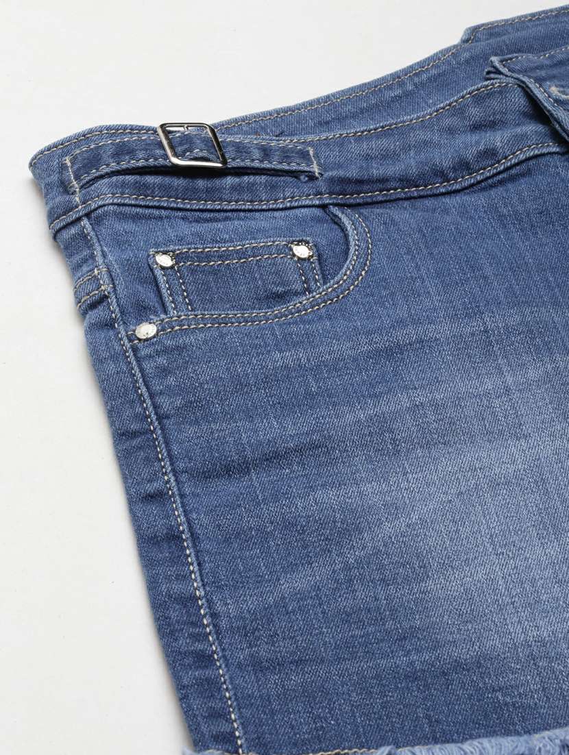 light blue solid mini denim shorts - 20249278 -  Standard Image - 6