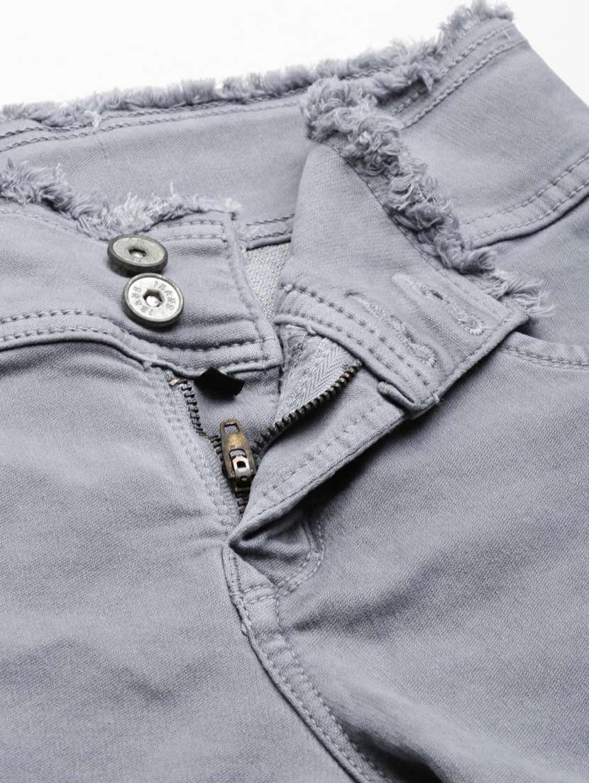 grey solid slim fit denim shorts  - 20249280 -  Standard Image - 4