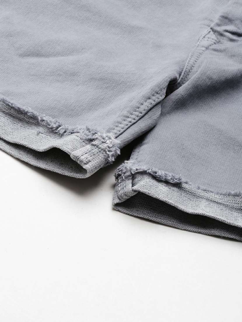 grey solid slim fit denim shorts  - 20249280 -  Standard Image - 6