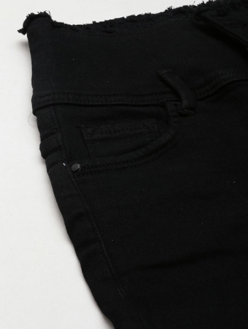 black solid mini denim shorts - 20249283 - Standard Image - 6