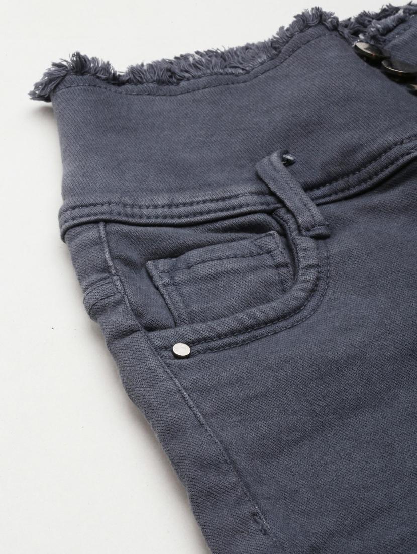 grey s olid slim fit denim shorts - 20249284 - Standard Image - 6