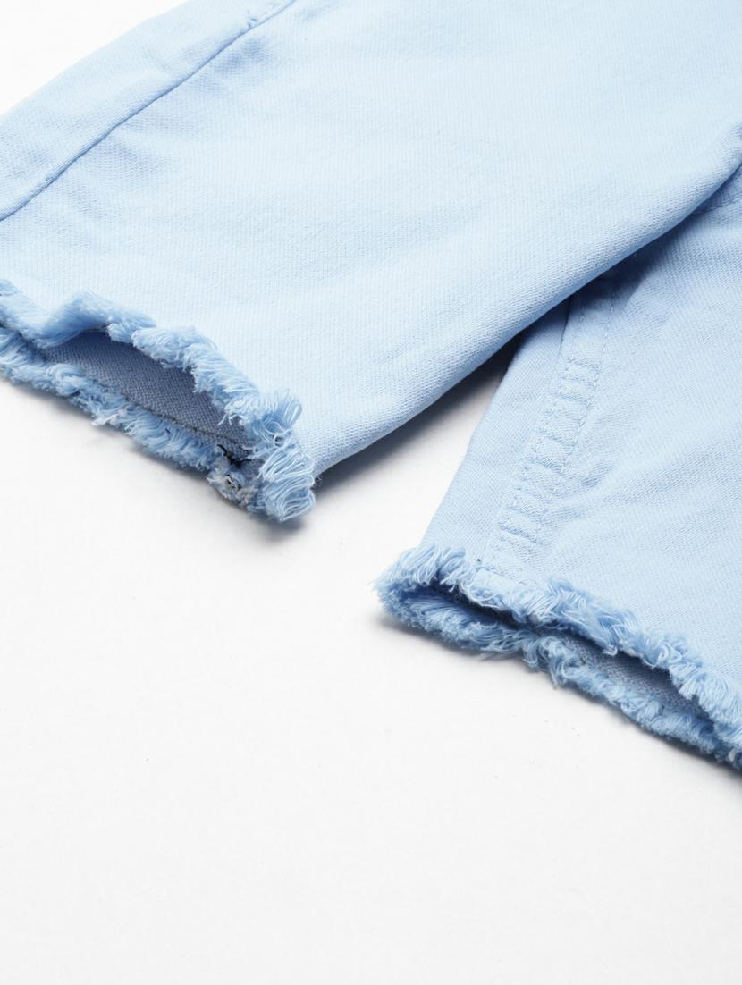 light blue solid slim fit denim shorts - 20249285 - Standard Image - 6