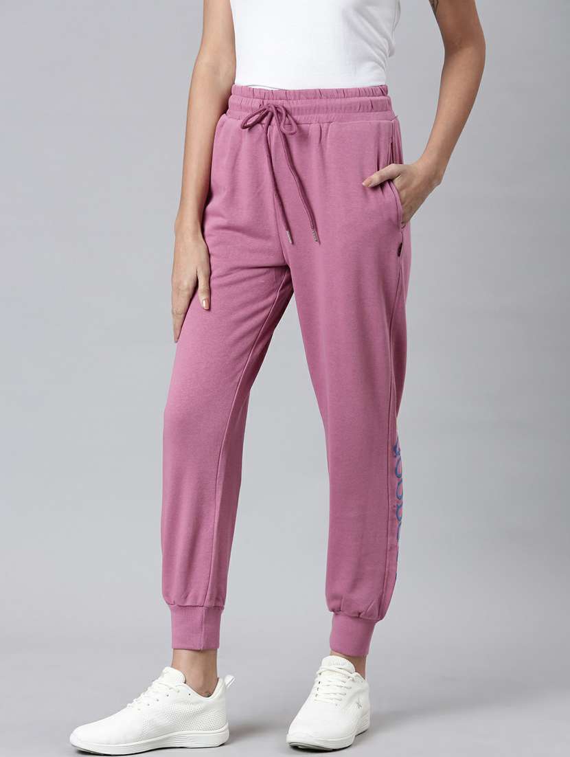 purple solid high rise relaxed fit jogger - 20249392 -  Standard Image - 1