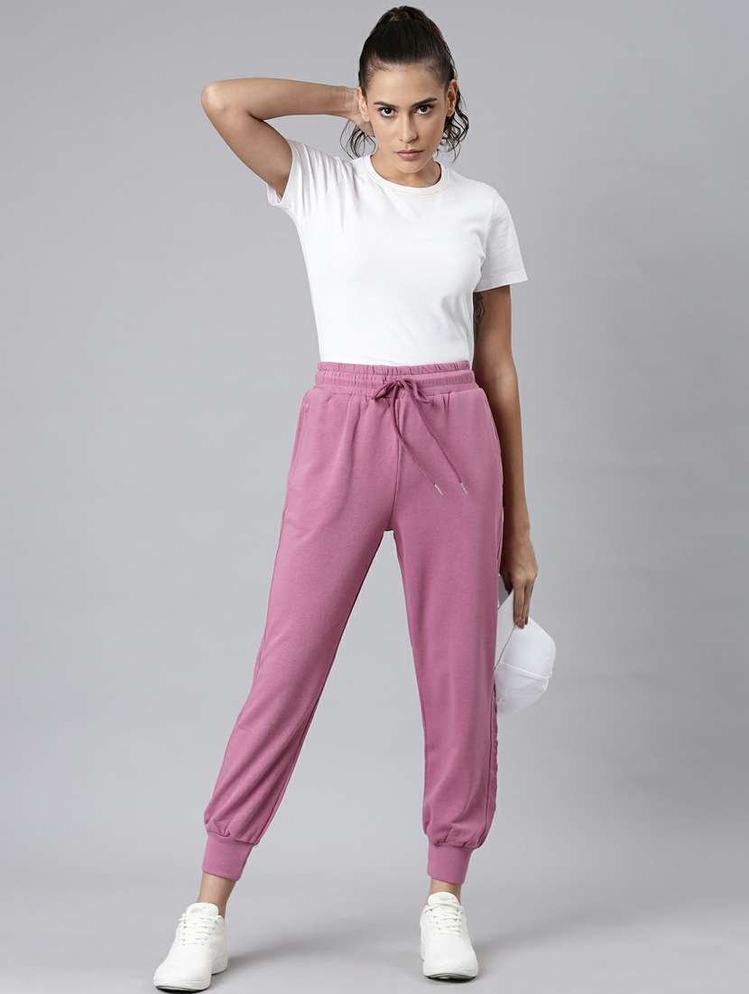 purple solid high rise relaxed fit jogger - 20249392 -  Standard Image - 4