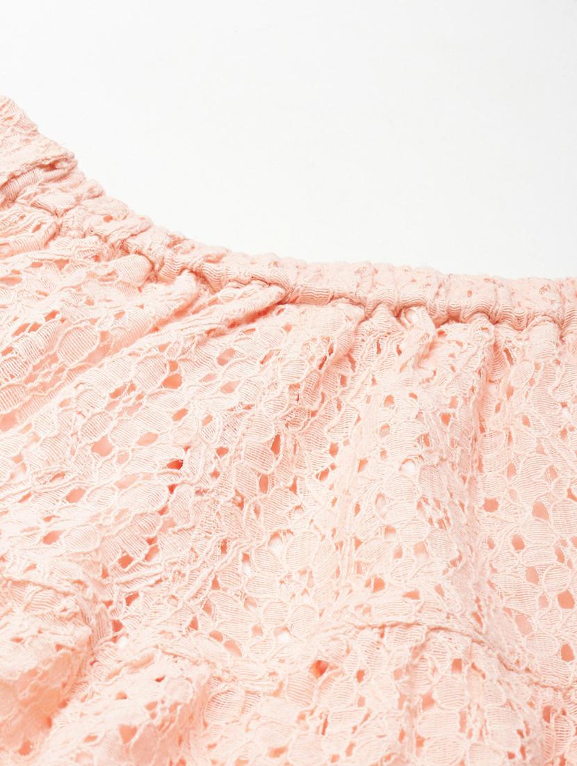 peach schiffli work skater skirt - 20249443 - Standard Image - 4