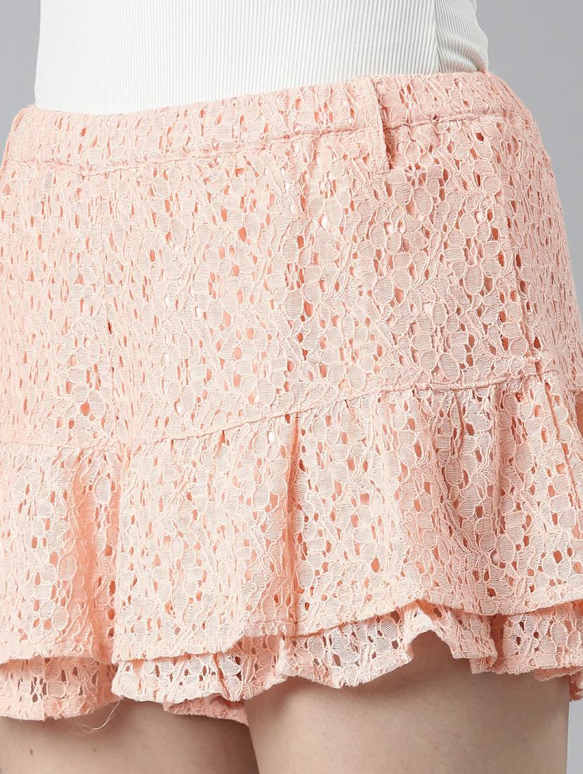 peach schiffli work skater skirt - 20249443 - Standard Image - 6