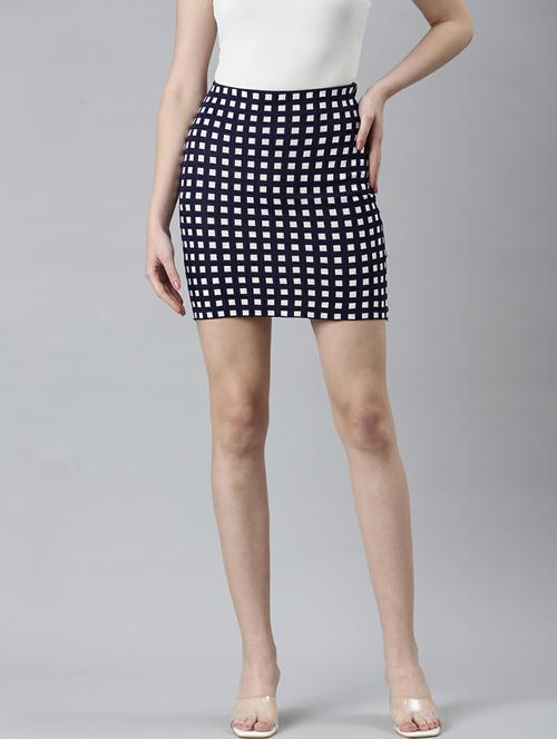 navy blue geometric print pencil skirt - 20249444 - Standard Image - 0