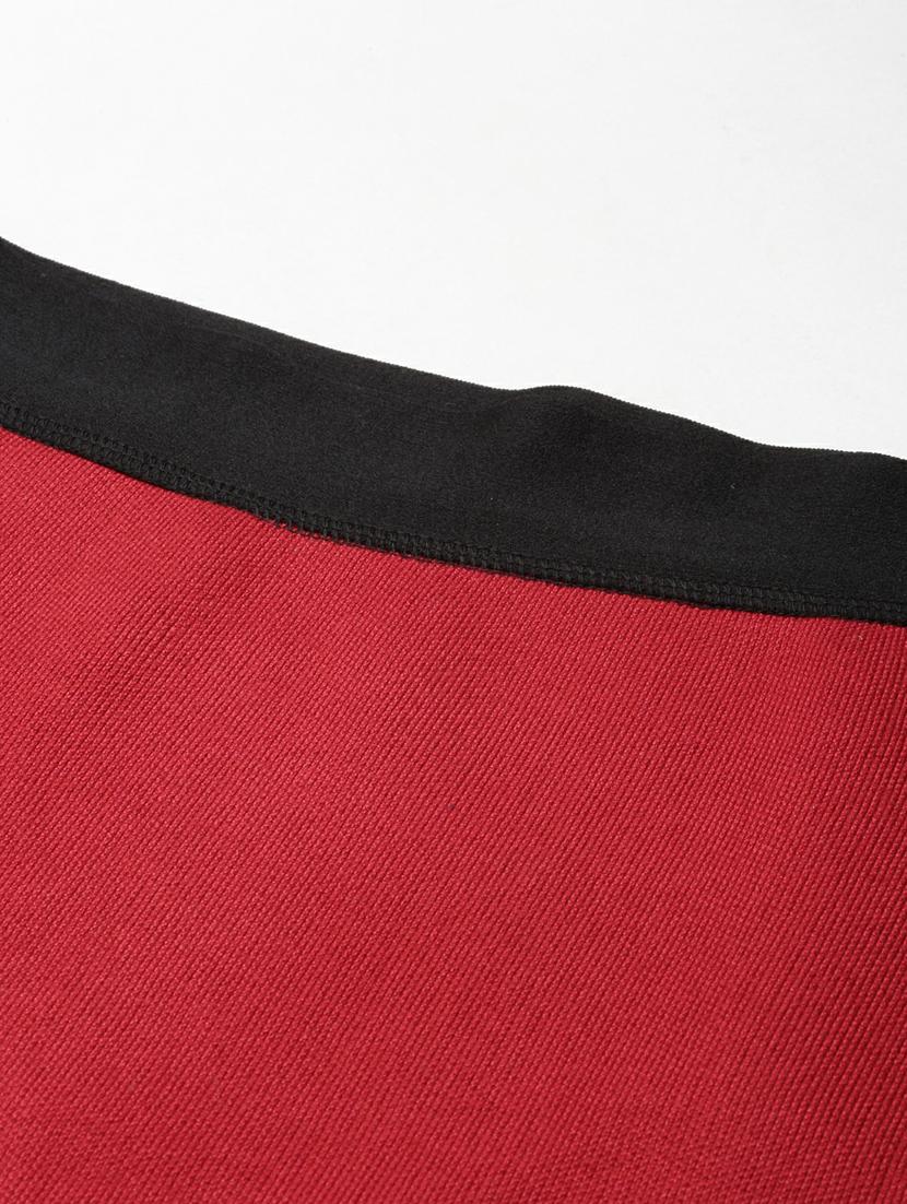 red solid high rise pencil skirt - 20249446 - Standard Image - 4