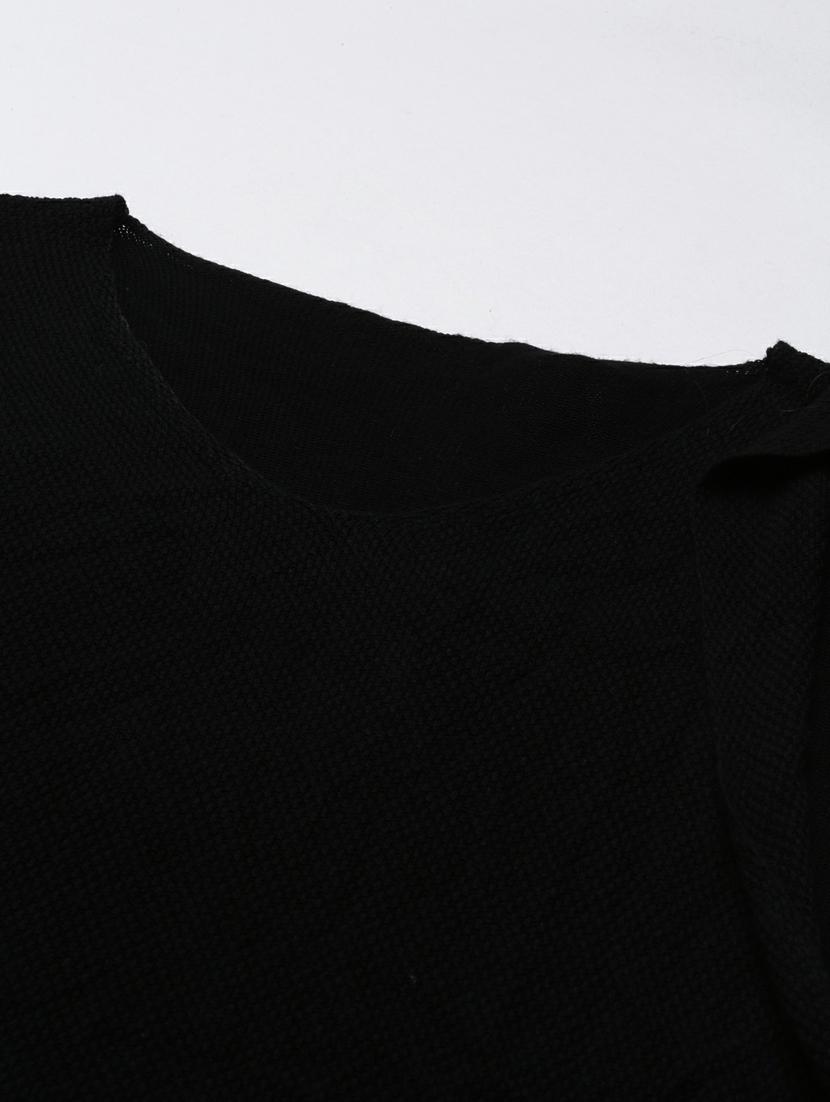women's solid black acrylic regular top - 20249470 - Standard Image - 6