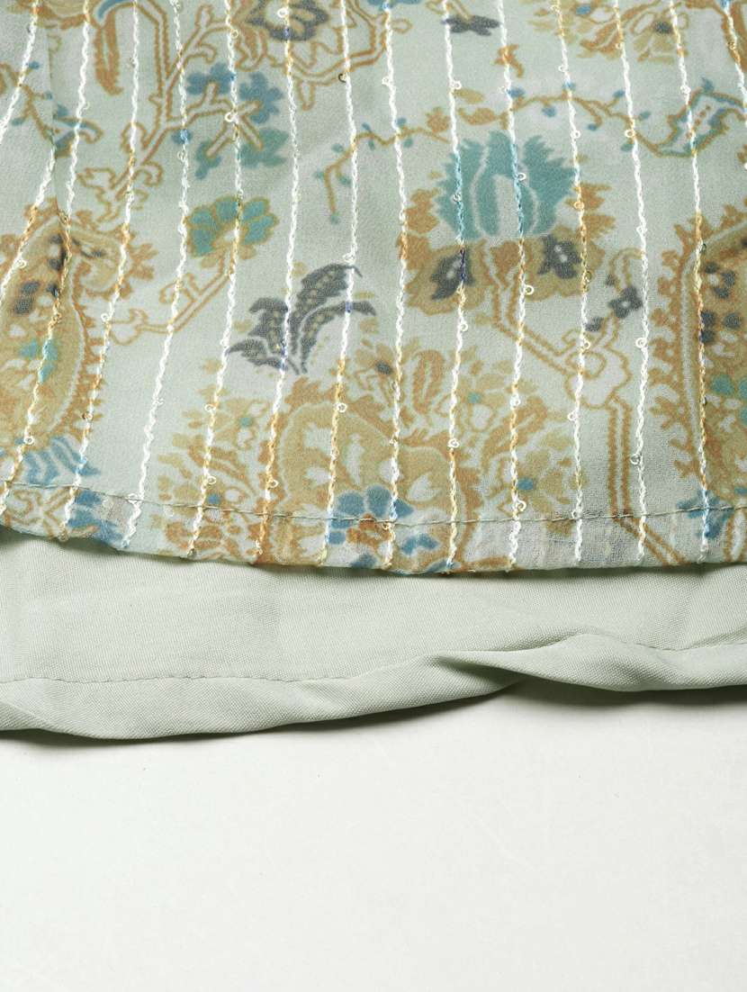 green floral fit & flare ethnic dress - 20249524 -  Standard Image - 6