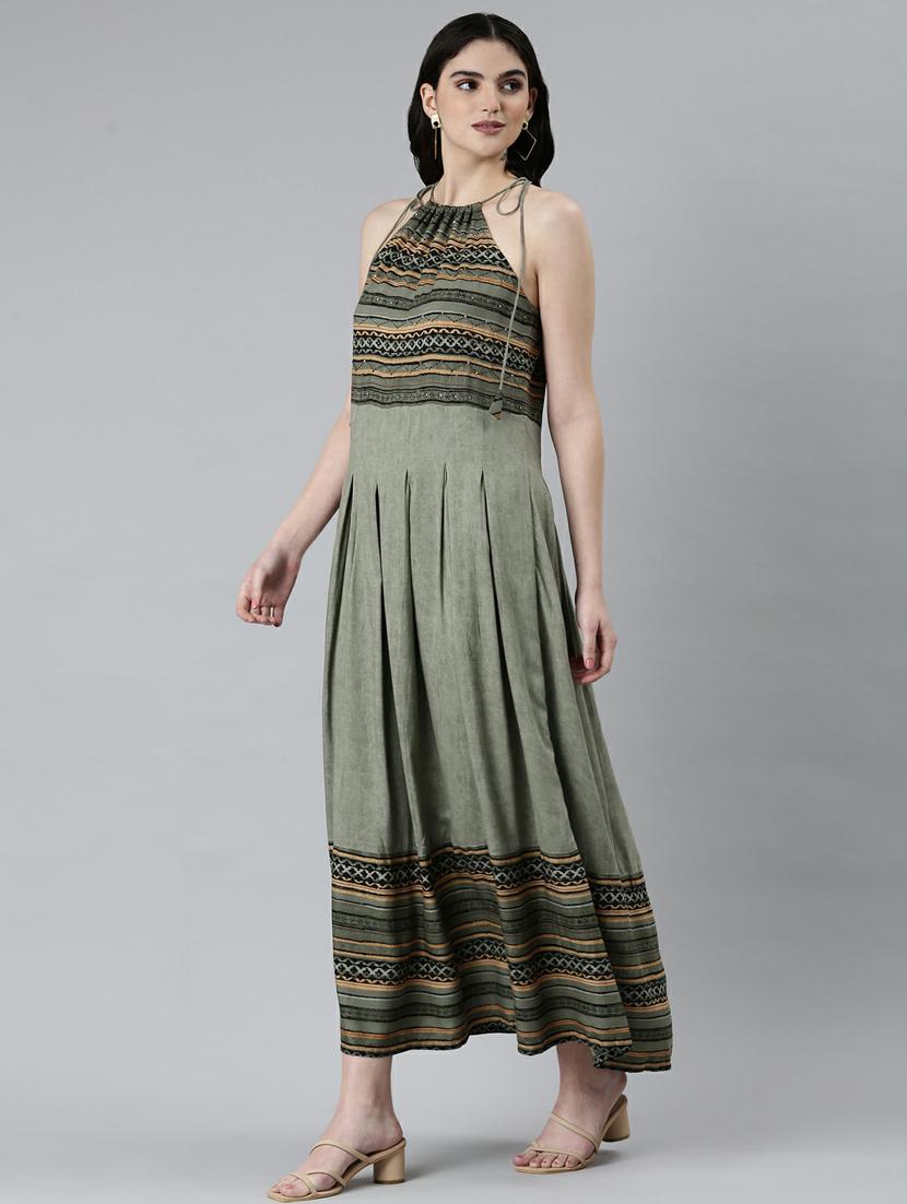 olive block print maxi dress - 20249527 - Standard Image - 1