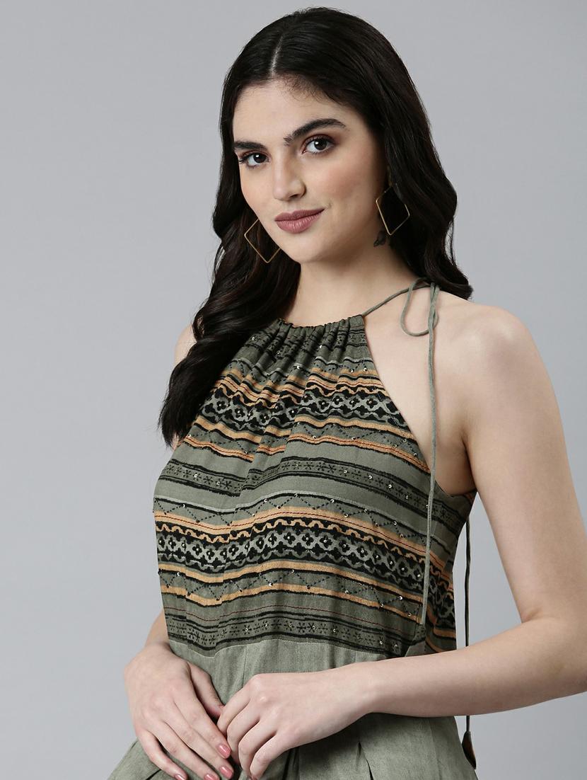 olive block print maxi dress - 20249527 - Standard Image - 4