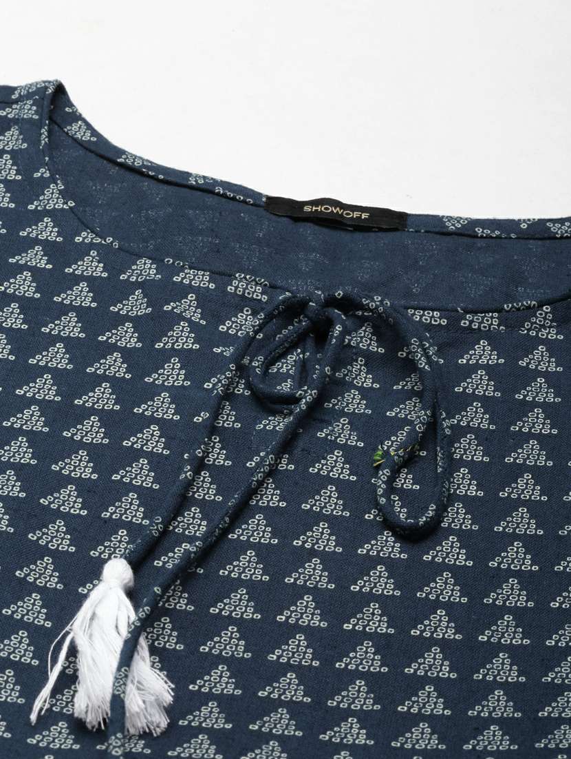 navy blue geometric fit & flare dress - 20249529 -  Standard Image - 6