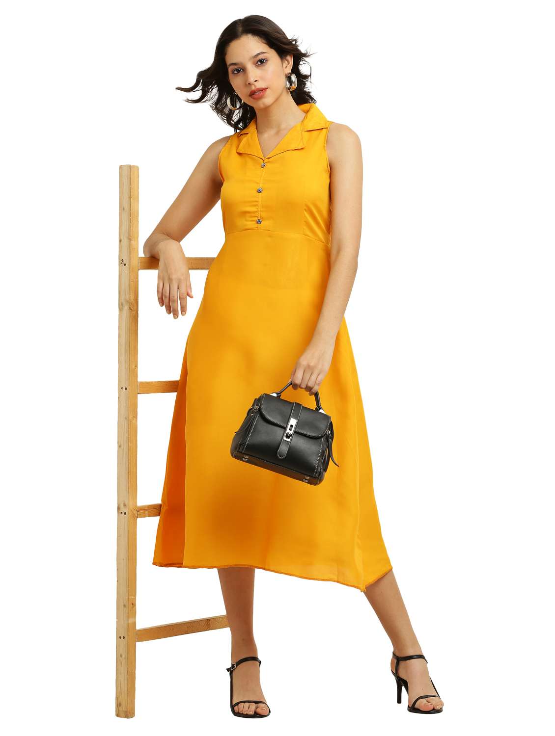 women's fit & flare solid dress - 20249566 - Standard Image - 1
