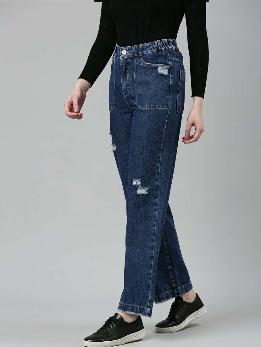 women's distress straight fit jeans - 20249610 -  Standard Image - 1