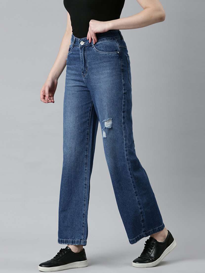 women's distress straight fit jeans - 20249611 -  Standard Image - 1