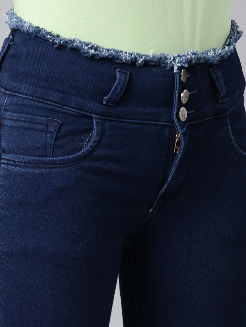 showoff women's high-rise clean look stretchable blue skinny fit jeans - 20249692 - Standard Image - 4