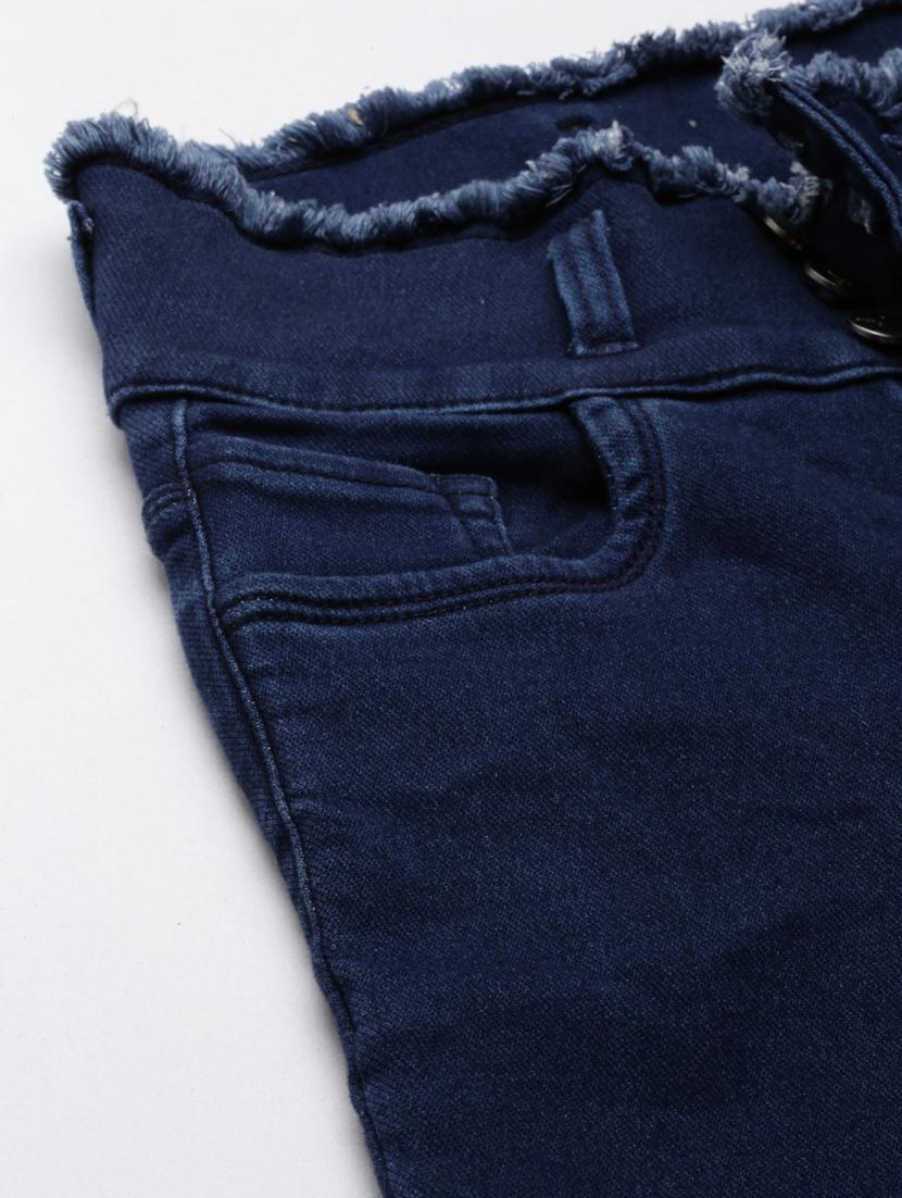 showoff women's high-rise clean look stretchable blue skinny fit jeans - 20249692 - Standard Image - 6